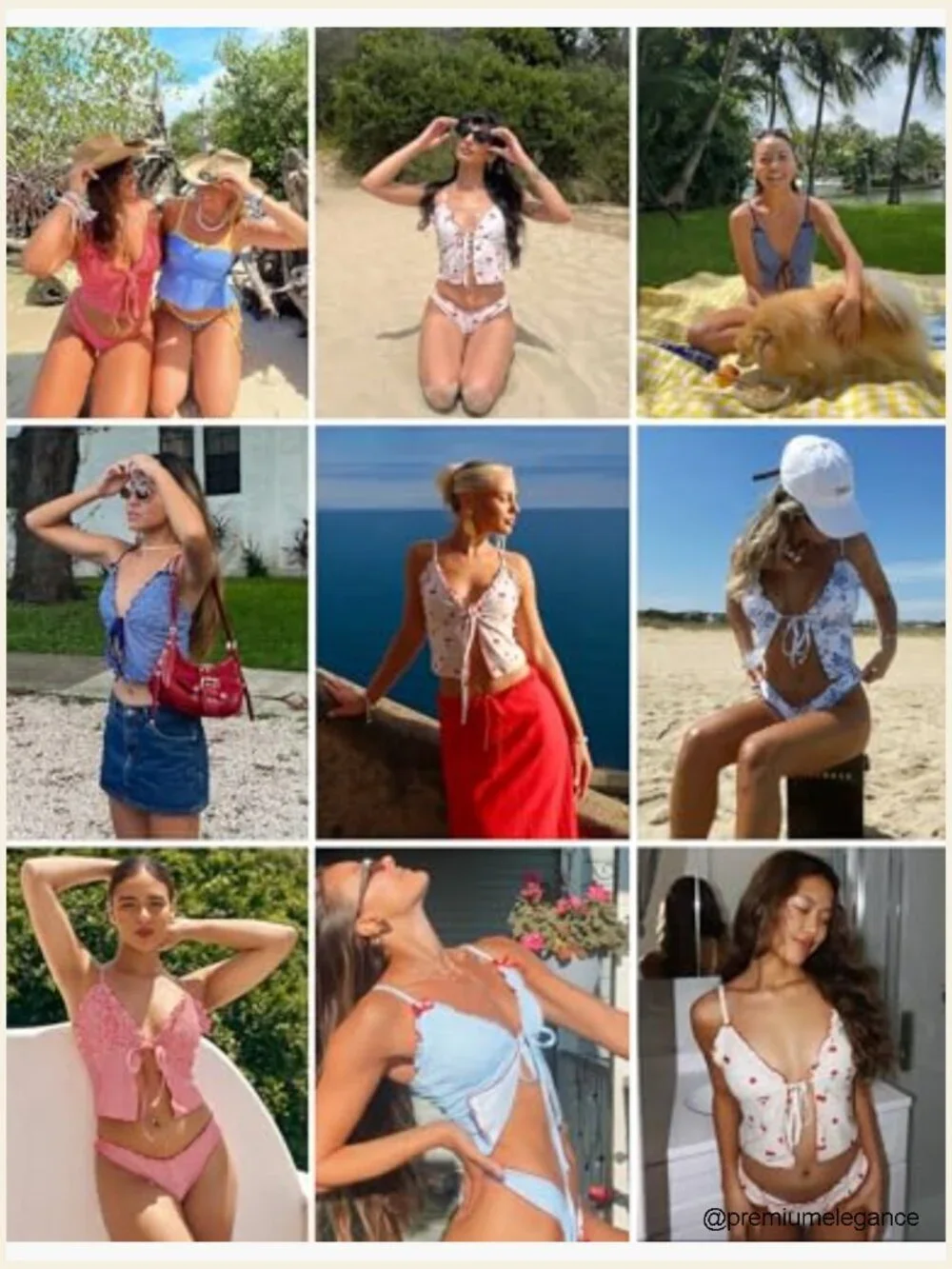 Tie Front Ruffle Tankini Set High Cut Thong Two Piece Swimsuit
